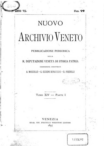 Nuovo archivio veneto pubblicazione periodica della R. Deputazione di storia patria