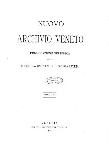 Nuovo archivio veneto pubblicazione periodica della R. Deputazione di storia patria