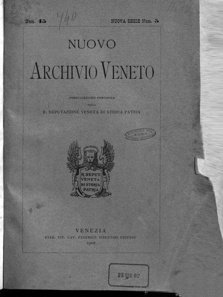 Nuovo archivio veneto pubblicazione periodica della R. Deputazione di storia patria