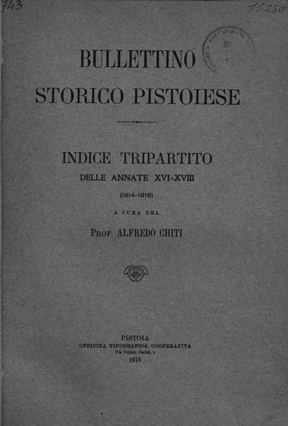 Bullettino storico pistoiese