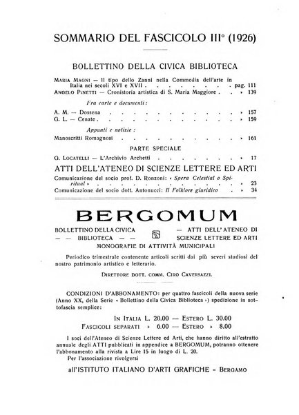 Bergomum bollettino della civica biblioteca