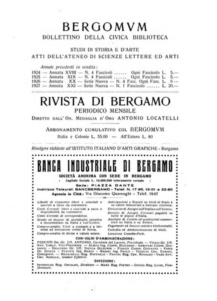 Bergomum bollettino della civica biblioteca