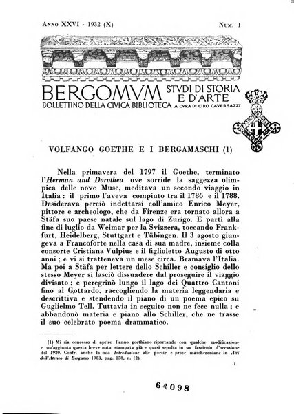 Bergomum bollettino della civica biblioteca