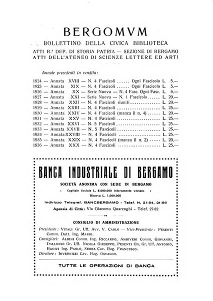 Bergomum bollettino della civica biblioteca