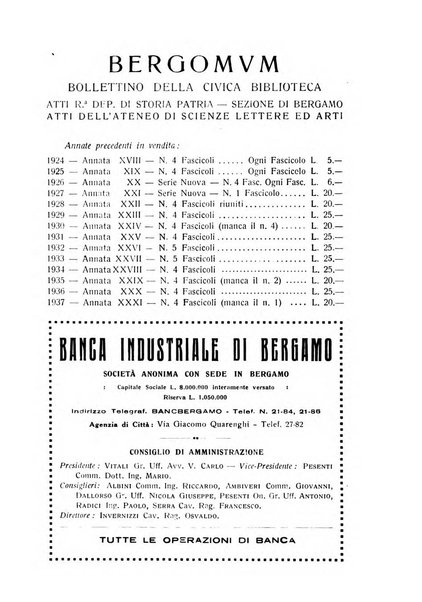 Bergomum bollettino della civica biblioteca