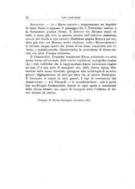 Giornale di geologia annali del R. Museo geologico di Bologna