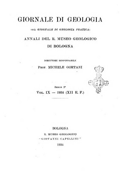 Giornale di geologia annali del R. Museo geologico di Bologna