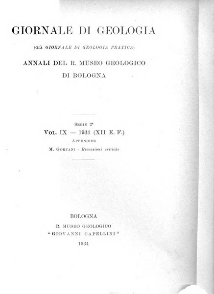 Giornale di geologia annali del R. Museo geologico di Bologna