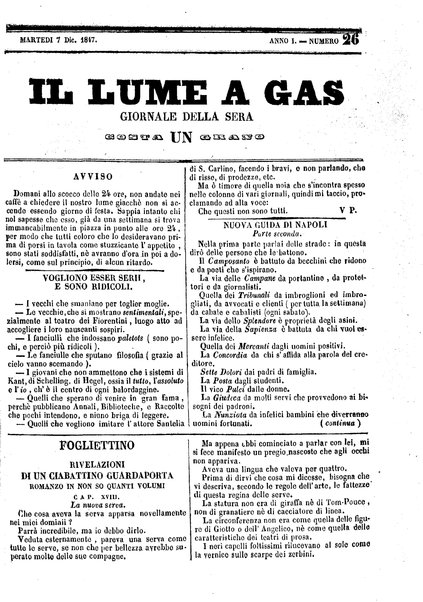 lume a gas : giornale della sera