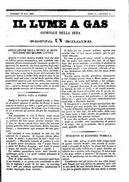 lume a gas : giornale della sera