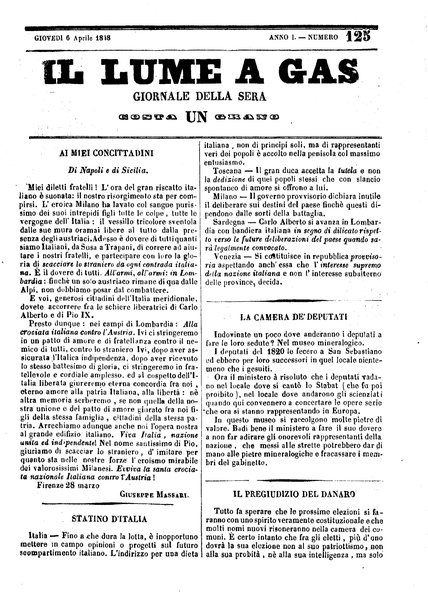 lume a gas : giornale della sera