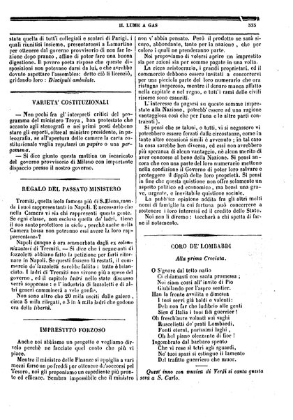 lume a gas : giornale della sera