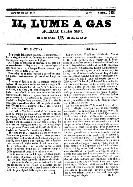 lume a gas : giornale della sera