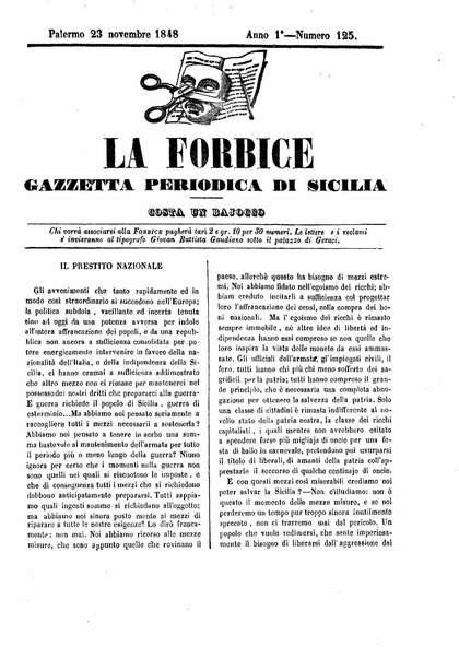 La forbice : gazzetta periodica di Sicilia