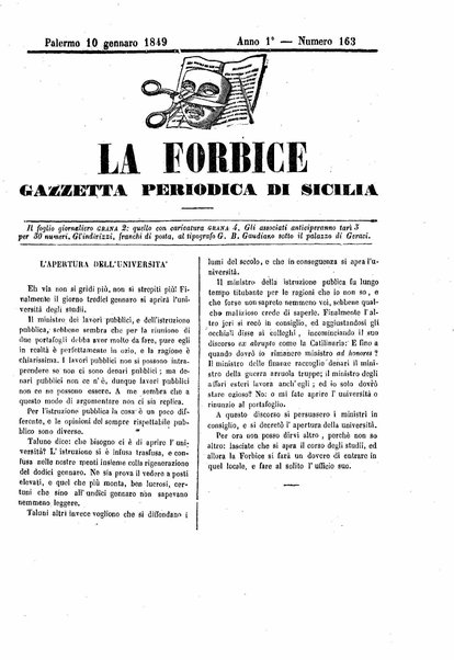 La forbice : gazzetta periodica di Sicilia