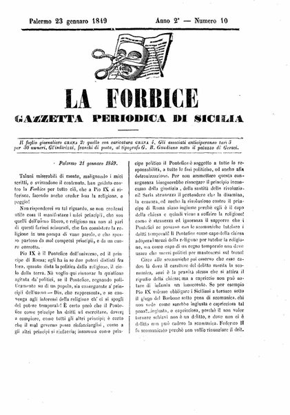 La forbice : gazzetta periodica di Sicilia