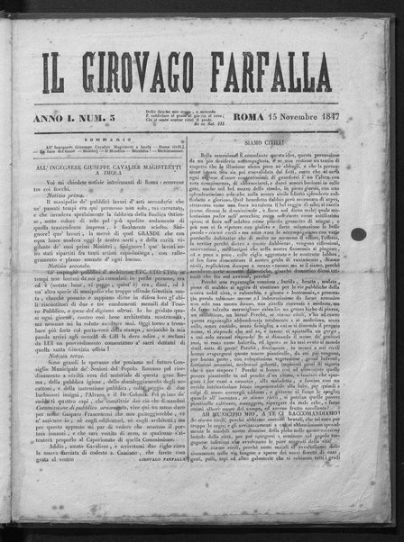 Il girovago farfalla : giornale spezialente d'arti