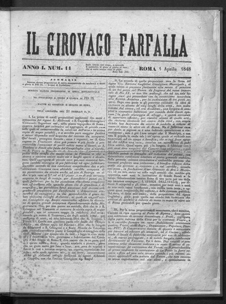 Il girovago farfalla : giornale spezialente d'arti