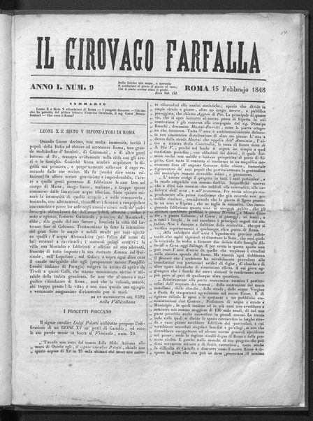 Il girovago farfalla : giornale spezialente d'arti