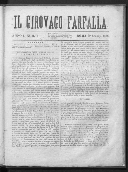 Il girovago farfalla : giornale spezialente d'arti