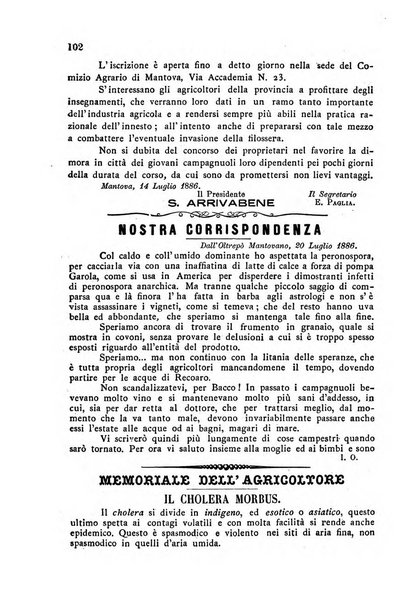 Bollettino del comizio agrario di Mantova e dei distretti riuniti di Asola, Bozzolo, Canneto sull'Oglio, Gonzaga, Ostiglia, Volta