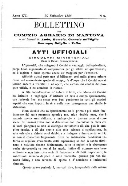 Bollettino del comizio agrario di Mantova e dei distretti riuniti di Asola, Bozzolo, Canneto sull'Oglio, Gonzaga, Ostiglia, Volta