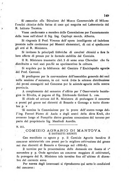 Bollettino del comizio agrario di Mantova e dei distretti riuniti di Asola, Bozzolo, Canneto sull'Oglio, Gonzaga, Ostiglia, Volta