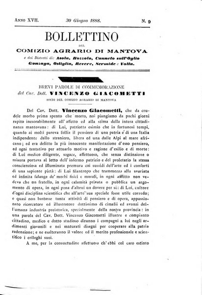 Bollettino del comizio agrario di Mantova e dei distretti riuniti di Asola, Bozzolo, Canneto sull'Oglio, Gonzaga, Ostiglia, Volta