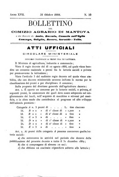 Bollettino del comizio agrario di Mantova e dei distretti riuniti di Asola, Bozzolo, Canneto sull'Oglio, Gonzaga, Ostiglia, Volta