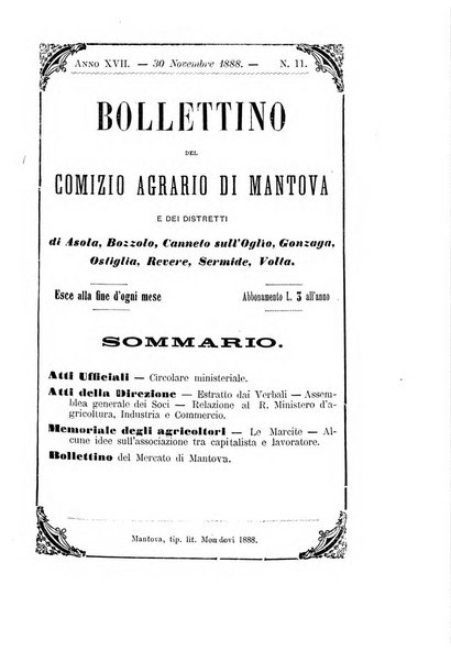 Bollettino del comizio agrario di Mantova e dei distretti riuniti di Asola, Bozzolo, Canneto sull'Oglio, Gonzaga, Ostiglia, Volta