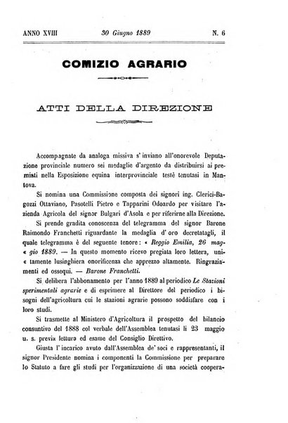 Bollettino del comizio agrario di Mantova e dei distretti riuniti di Asola, Bozzolo, Canneto sull'Oglio, Gonzaga, Ostiglia, Volta