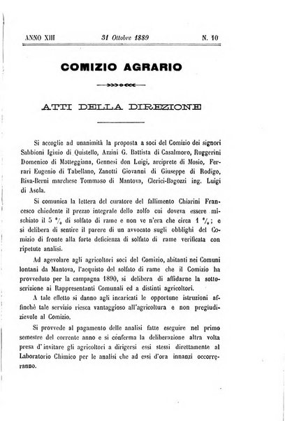 Bollettino del comizio agrario di Mantova e dei distretti riuniti di Asola, Bozzolo, Canneto sull'Oglio, Gonzaga, Ostiglia, Volta