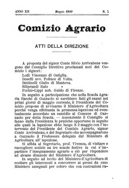 Bollettino del comizio agrario di Mantova e dei distretti riuniti di Asola, Bozzolo, Canneto sull'Oglio, Gonzaga, Ostiglia, Volta