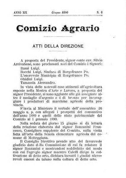 Bollettino del comizio agrario di Mantova e dei distretti riuniti di Asola, Bozzolo, Canneto sull'Oglio, Gonzaga, Ostiglia, Volta