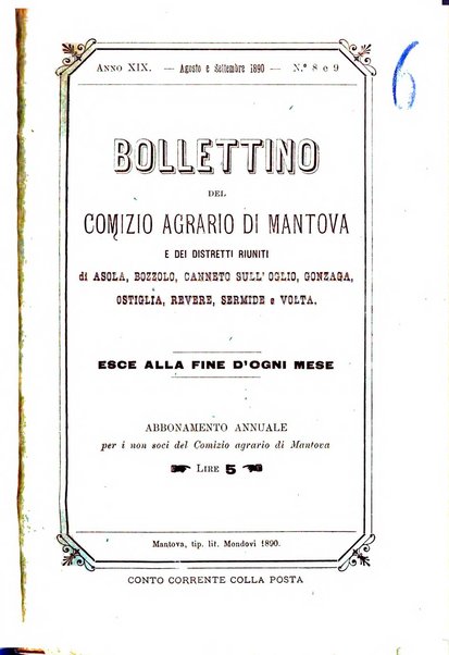 Bollettino del comizio agrario di Mantova e dei distretti riuniti di Asola, Bozzolo, Canneto sull'Oglio, Gonzaga, Ostiglia, Volta