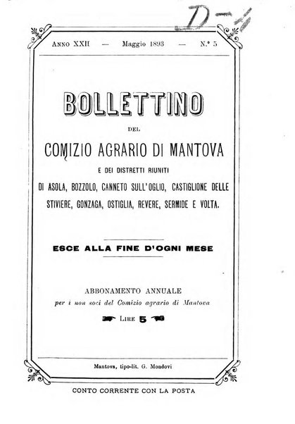 Bollettino del comizio agrario di Mantova e dei distretti riuniti di Asola, Bozzolo, Canneto sull'Oglio, Gonzaga, Ostiglia, Volta