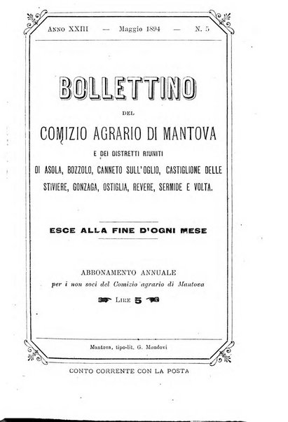 Bollettino del comizio agrario di Mantova e dei distretti riuniti di Asola, Bozzolo, Canneto sull'Oglio, Gonzaga, Ostiglia, Volta