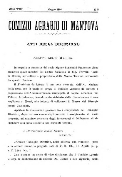 Bollettino del comizio agrario di Mantova e dei distretti riuniti di Asola, Bozzolo, Canneto sull'Oglio, Gonzaga, Ostiglia, Volta