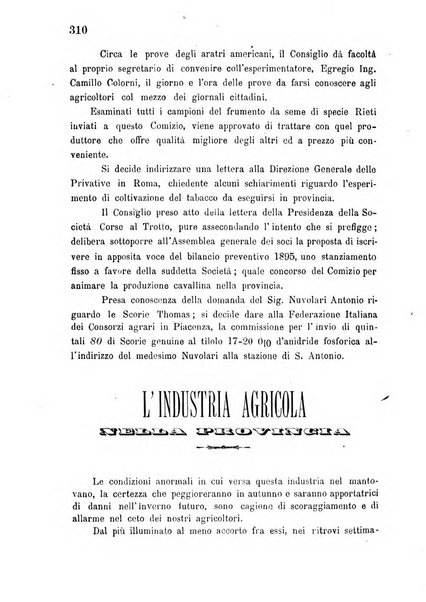 Bollettino del comizio agrario di Mantova e dei distretti riuniti di Asola, Bozzolo, Canneto sull'Oglio, Gonzaga, Ostiglia, Volta