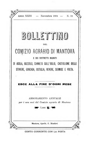 Bollettino del comizio agrario di Mantova e dei distretti riuniti di Asola, Bozzolo, Canneto sull'Oglio, Gonzaga, Ostiglia, Volta