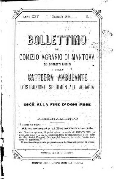 Bollettino del comizio agrario di Mantova e dei distretti riuniti di Asola, Bozzolo, Canneto sull'Oglio, Gonzaga, Ostiglia, Volta