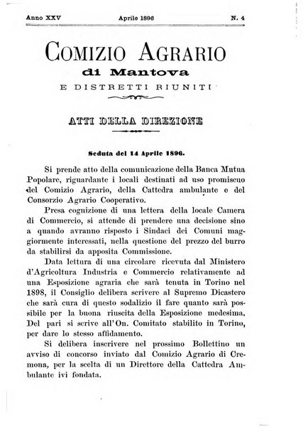 Bollettino del comizio agrario di Mantova e dei distretti riuniti di Asola, Bozzolo, Canneto sull'Oglio, Gonzaga, Ostiglia, Volta