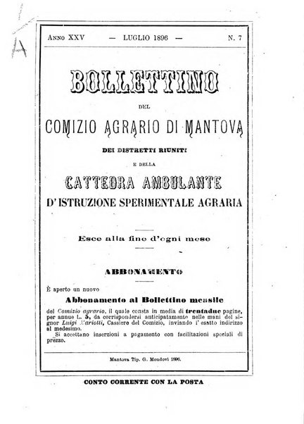 Bollettino del comizio agrario di Mantova e dei distretti riuniti di Asola, Bozzolo, Canneto sull'Oglio, Gonzaga, Ostiglia, Volta