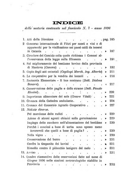 Bollettino del comizio agrario di Mantova e dei distretti riuniti di Asola, Bozzolo, Canneto sull'Oglio, Gonzaga, Ostiglia, Volta