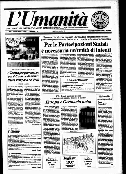 Umanità : giornale dei socialisti democratici