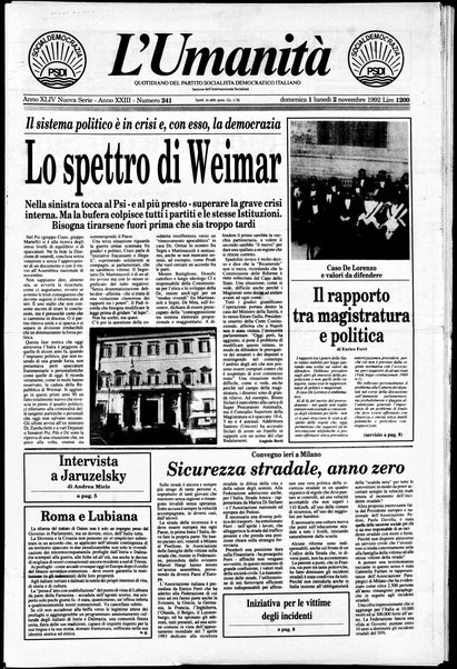 Umanità : giornale dei socialisti democratici