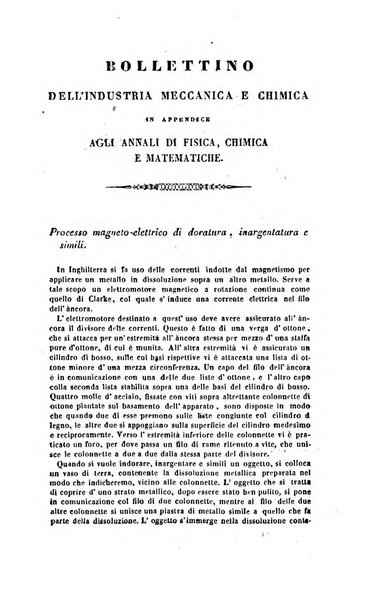 Annali di fisica, chimica e matematiche col bullettino dell'industria meccanica e chimica