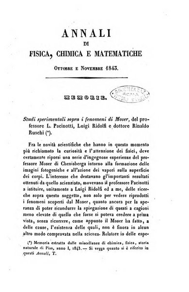 Annali di fisica, chimica e matematiche col bullettino dell'industria meccanica e chimica