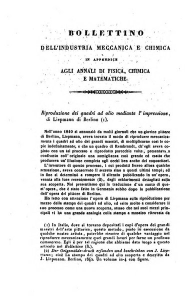 Annali di fisica, chimica e matematiche col bullettino dell'industria meccanica e chimica