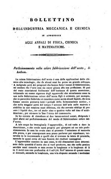 Annali di fisica, chimica e matematiche col bullettino dell'industria meccanica e chimica